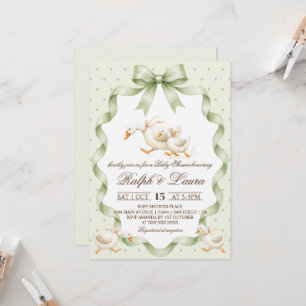 Invitation Baby Shower Tache de Canard Vert