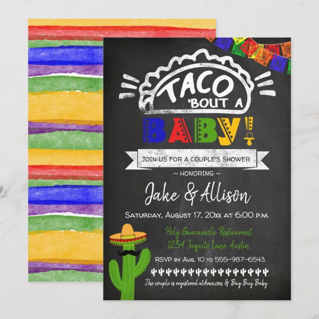 Invitation Baby shower Taco pour Couple (Devant / Derrière)