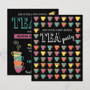 Invitation Baby shower Tea Party coloré moderne heureux