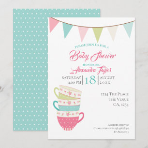Invitation Baby Shower Tea Party Personnalisé