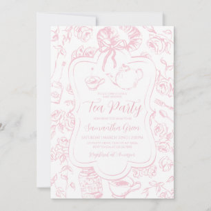 Invitation Baby shower Tea Party rose