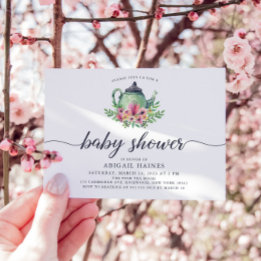 Invitation Baby shower Teapot Aquarelle