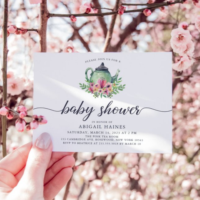 Invitation Baby shower Teapot Aquarelle (Créateur téléchargé)