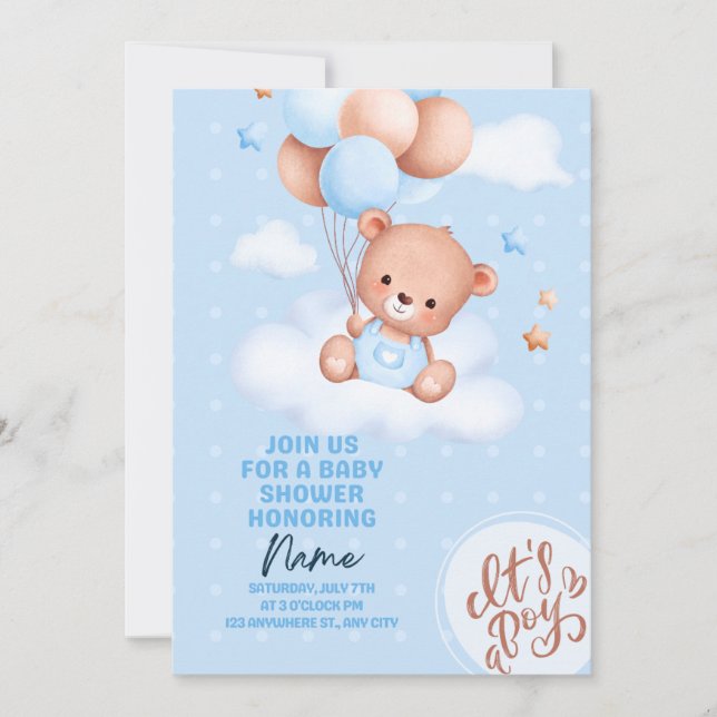 Invitation Baby shower Teddy Bear (Devant)