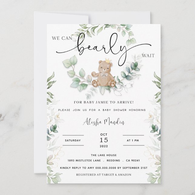 Invitation Baby shower Teddy Bear (Devant)