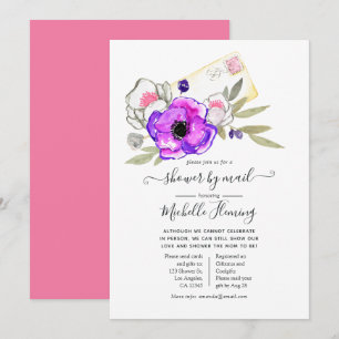 Invitation Baby Shower tendance aquarelle florale par courrie