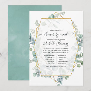 Invitation Baby Shower tendance eucalyptus géométrique par la