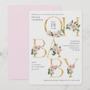 Invitation Baby shower tendance Oh Baby Magnolia Purple Blush