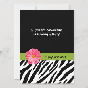 Invitation Baby shower tendance Zèbre motif rose pâle