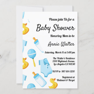 Invitation Baby shower thématique canard et bateau