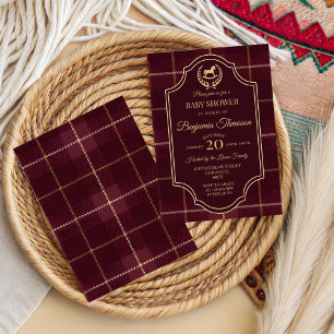 Invitation Baby shower thème cheval de polo vintage classique