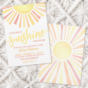 Invitation Baby Shower Thème Ensoleillé et Mixte pour Bébé
