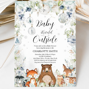 Invitation Baby-Shower Thème Forêt d'Hiver
