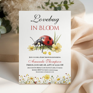 Invitation Baby Shower Thème Jardin Floral Rouge avec des Lov