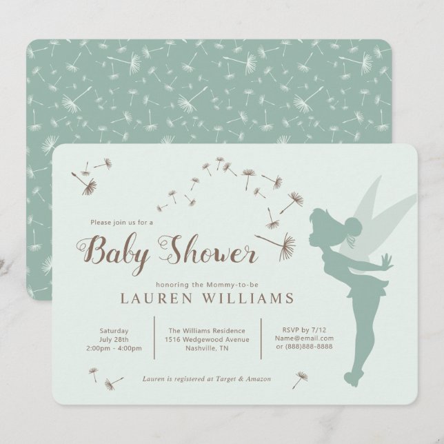 Invitation Baby shower Tinker Bell (Devant / Derrière)