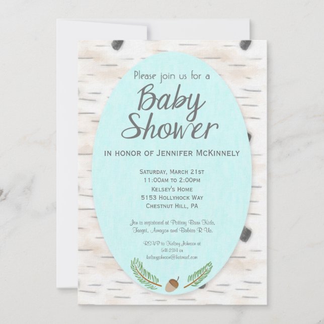 Invitation Baby shower tiré à la main de Birch Woo (Devant)