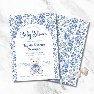 Invitation Baby shower Toile Bleu