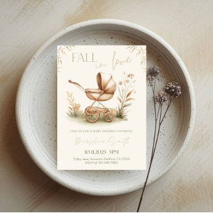 Invitation Baby Shower « Tomber en amour » - Thème Feuilles d