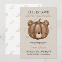 Baby Shower Tombez amoureux Automne Ours Citrouill