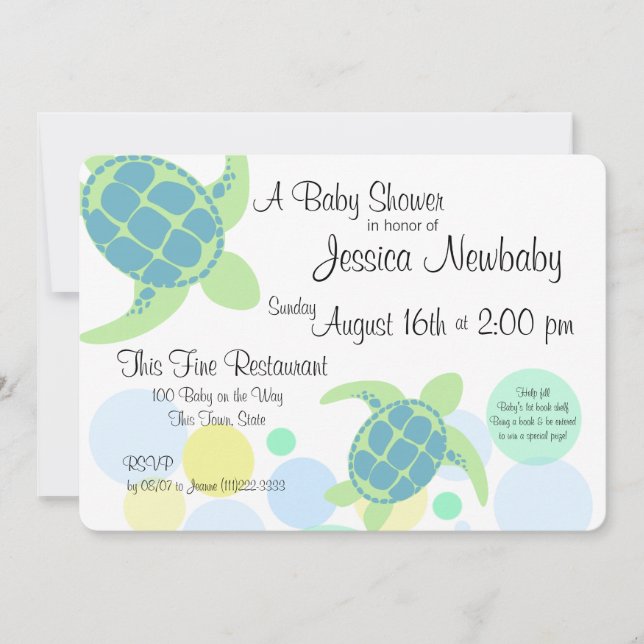 Invitation Baby shower tortue (Devant)