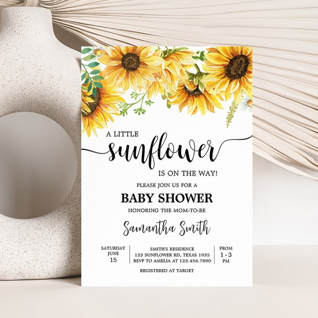 Invitation Baby shower tournesol (Sunflower Girl Baby Shower Invitation)
