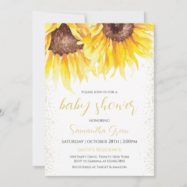 Invitation Baby shower tournesol (Devant)