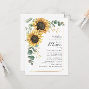 Invitation Baby shower Tournesol Floral Eucalyptus Vert