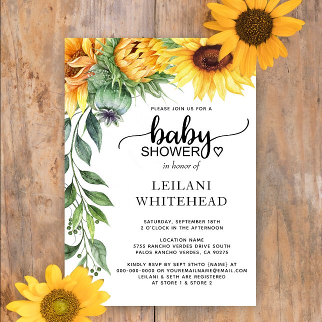 Invitation Baby shower tournesol moderne (Créateur téléchargé)