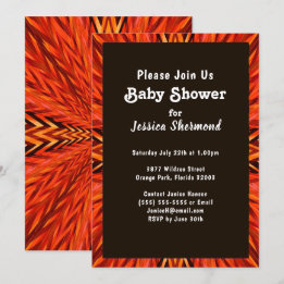 Invitation Baby shower tribal cuivre orange Abstrait