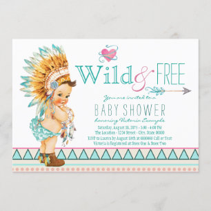 Invitation Baby Shower Tribal Filles