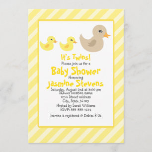 Invitation Baby shower triplé de canard neutre pour les deux 