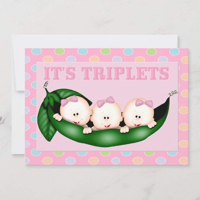Invitation Baby shower Triplet Girls (Devant)