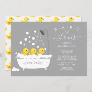 Invitation Baby shower Triplets de canard en caoutchouc
