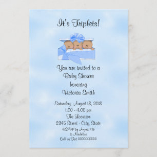 Invitation Baby shower Triplets Ethnic Baby Boy
