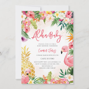 Invitation Baby Shower Tropical Aloha Hibiscus Ananas