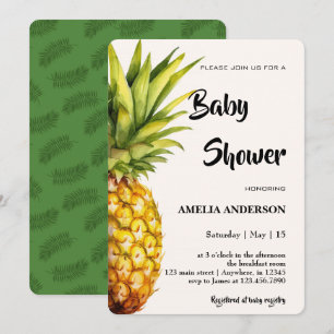 Invitation Baby Shower Tropical au style Aquarelle sur le thè