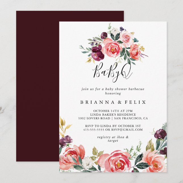 Invitation Baby shower Tropical Colorful BabyQ Barbecue (Devant / Derrière)