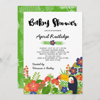Invitation Baby shower tropical de toucan