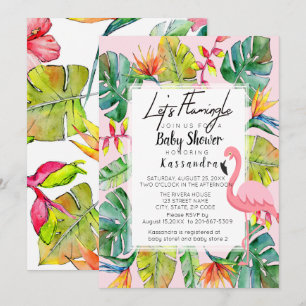 Invitation Baby shower Tropical Flamingle