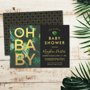 Invitation Baby shower tropical noir et or