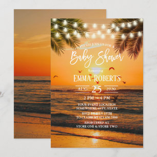 Invitation Baby shower Tropical Sunset Palm Beach