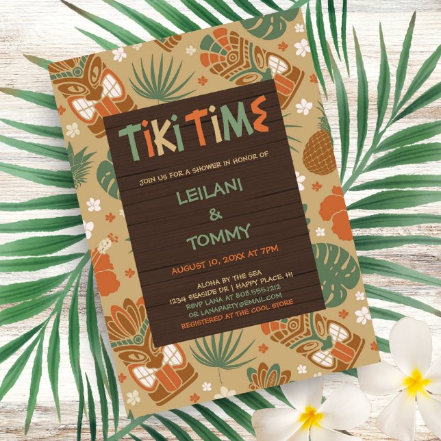 Invitation Baby shower Tropical Tiki Party Couples (Créateur téléchargé)