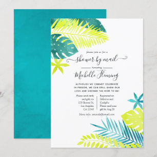 Invitation Baby shower tropical turquoise et citron par courr