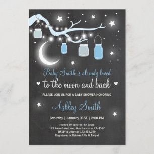 Invitation Baby shower Tu aimes la Lune et le Garçon Bleu du 