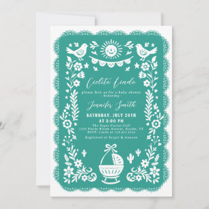 Invitation Baby shower turquoise Fiesta Cielito Lindo