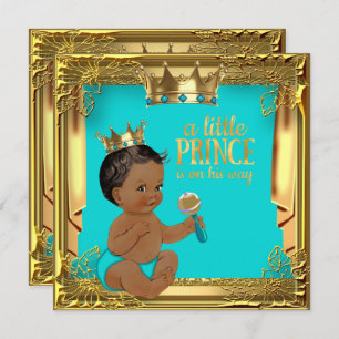 Invitation Baby shower Turquoise Turquoise Ethnic Prince
