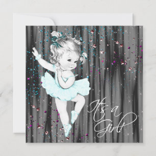 Invitation Baby shower Turquoise vintage