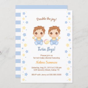 Invitation Baby shower Twin Boys