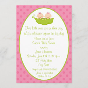 Invitation Baby shower Twin Girls Two Peas