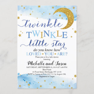 Invitation Baby shower Twinkle (Blue & Gold)